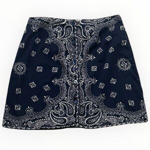 ULTRA PINK Navy Bandana Paisley Blue White Mini Skirt S M Country Concert 90’s